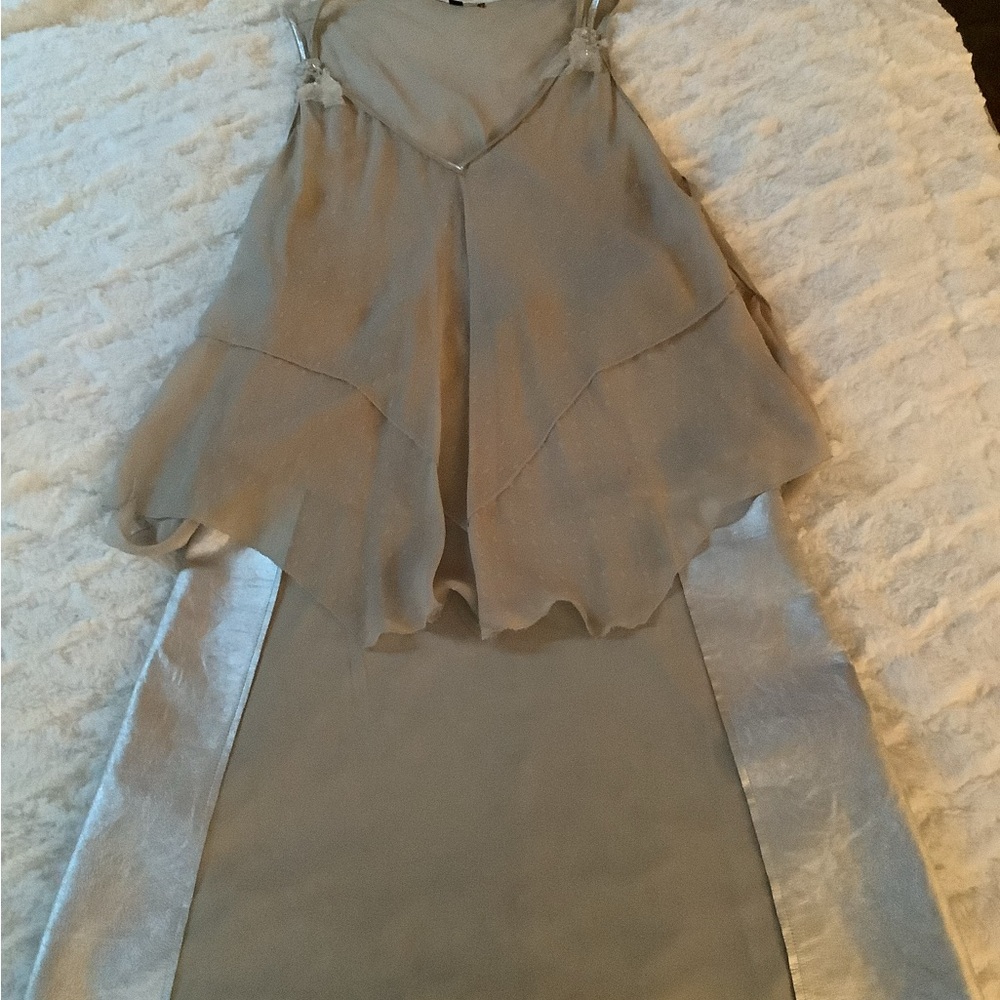 Haute Hippie Silver two piece skirt set, leather, boho, wedding guest, vintage.